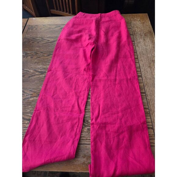 Reformation Vesta Pants Hot Pink High Waist Wide Leg Work Pants Linen Sz 2 - Picture 4 of 4